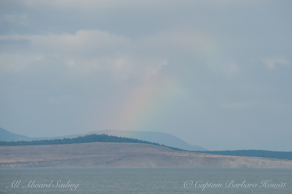 A rainbow appears over Lopez Island