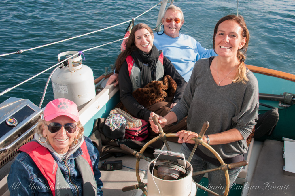 Capt Barb at the helm