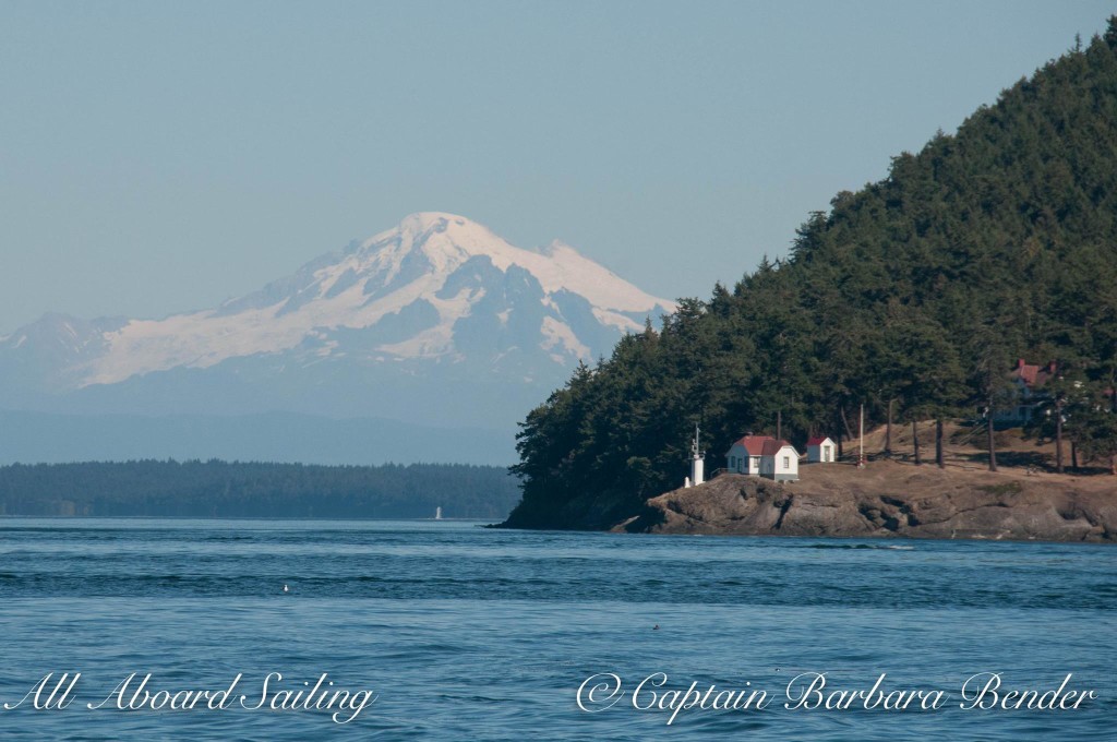 Turn Point Lighthouse, Stuart Island, with Mount Baker