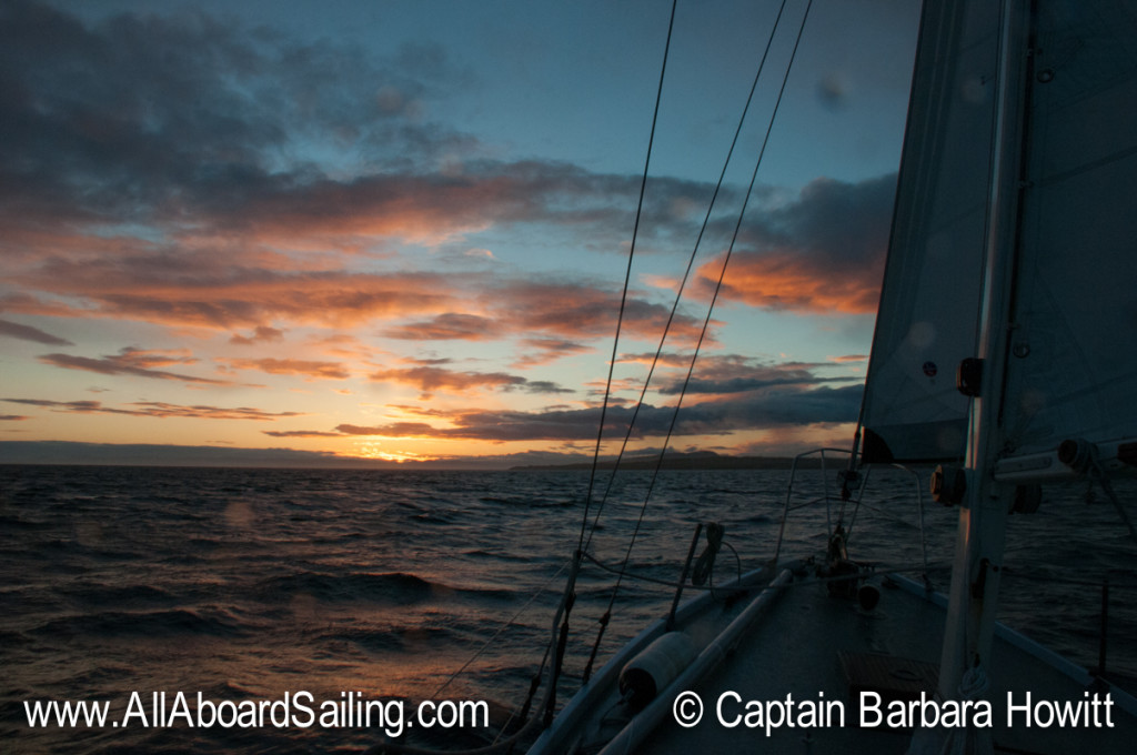 Sailing at sunset back to Friday Harbor
