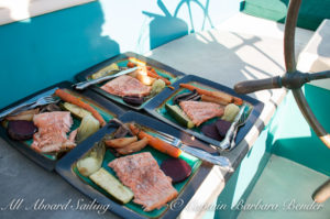 Whale watching sailing BBQ salmon supper