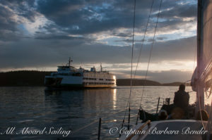 Sunset in Harney Passage with WA state ferry