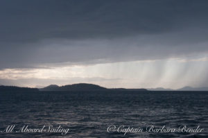 Rain clouds coming, Sailing San Juan Channel