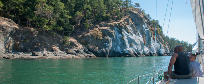 Hot summers day sailing san Juan Islands at 90 degrees in the shade Hot summers day sailing san Juan Islands at 90 degrees in the shade