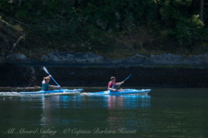Davy Nicol​ and Treve Nicol Kayaking out from Patos