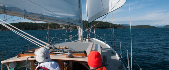 Reefed main for short sail