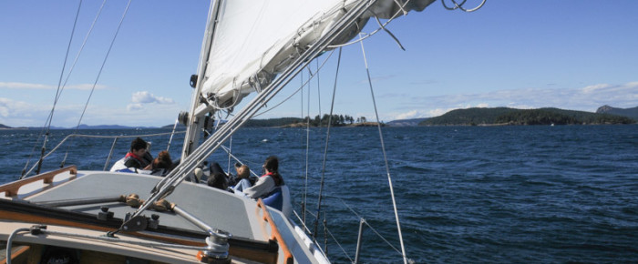 Fast sailing with strong winds in Presidents Channel