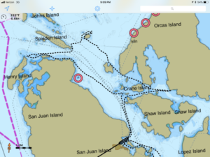 Route map afternoon sail 7/30/18