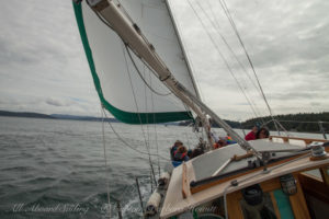 Close hauled sailing into wind